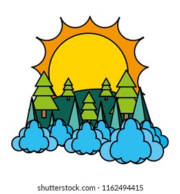 color nature sin pine tree with clouds