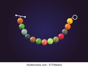 Color necklace realistic vector design with dark violet background