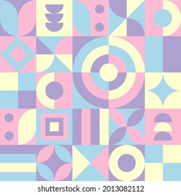 Color Neo Geo Design with Unique Shapes. Ice Cream Color Theme. Geometric Vector Graphic Pattern. Good For Wallpaper, Background, Packaging Design, Posters, Flyers, Etc