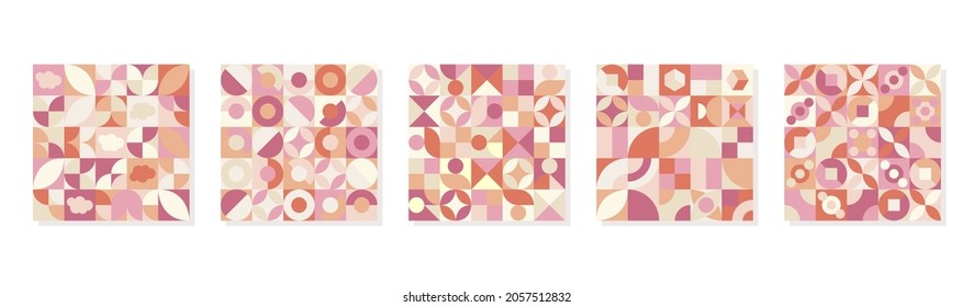 Color Neo Geometric Vector Graphic Set. Unique Geometry Shapes Background. Vivid Vintage Wallpaper Theme. Good for Print, Textile, Texture, Template, Banner, Flyer, Bed Sheet, Blanket, Tablecloth, etc