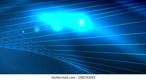 Luzes de néon coloridas com fundo abstrato de ondas. Ilustração vetorial