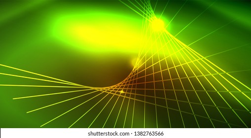 Color neon lights with waves abstract background. Vector illustration