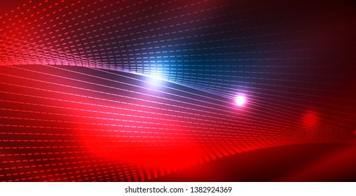 Color neon lights with waves abstract background. Vector illustration
