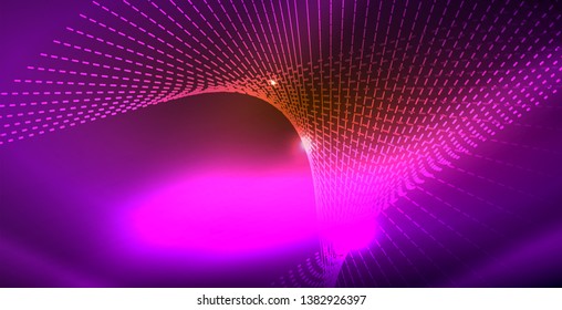 Color neon lights with waves abstract background. Vector illustration