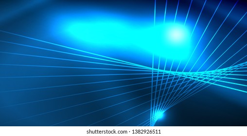 Color neon lights with waves abstract background. Vector illustration