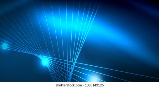Color neon lights with waves abstract background. Vector illustration