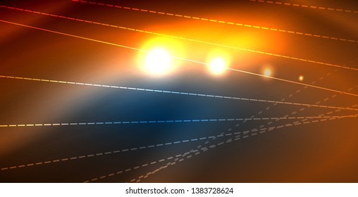 Luces de neón de color con ondas de fondo abstracto. Ilustración del vector