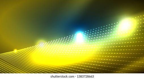 Luces de neón de color con ondas de fondo abstracto. Ilustración del vector