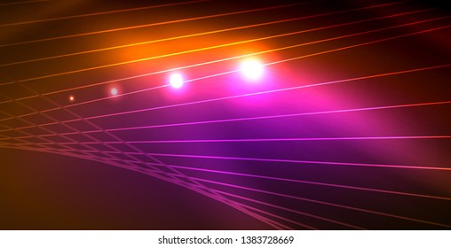 Color neon lights with waves abstract background. Vector illustration