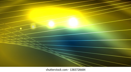 Luces de neón de color con ondas de fondo abstracto. Ilustración del vector