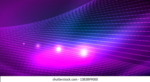 Farbneonleuchten mit Wellen abstrakter Hintergrund. Vektorgrafik