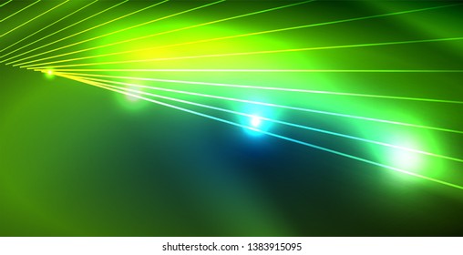 Luces de neón de color con ondas de fondo abstracto. Ilustración del vector