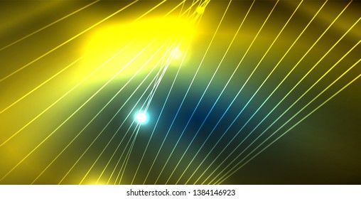 Color neon lights with waves abstract background. Vector illustration