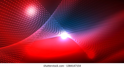 Color neon lights with waves abstract background. Vector illustration