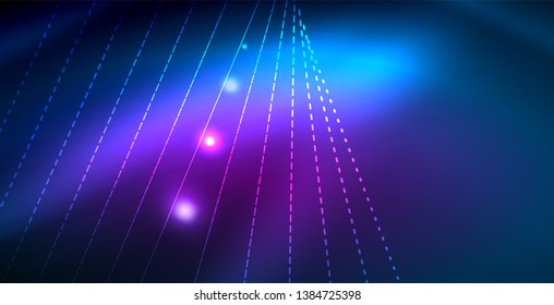 Luces de neón de color con ondas de fondo abstracto. Ilustración del vector