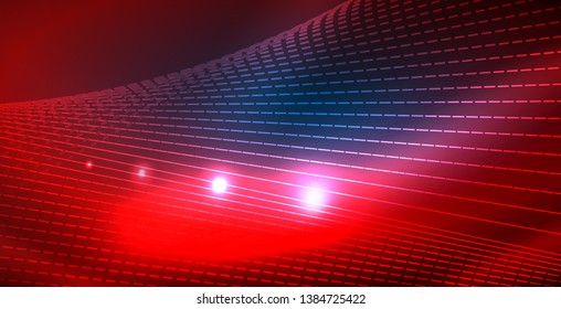 Color neon lights with waves abstract background. Vector illustration