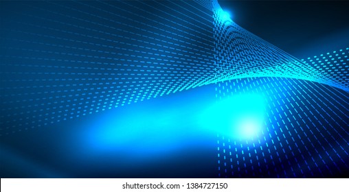 Farbneonleuchten mit Wellen abstrakter Hintergrund. Vektorgrafik