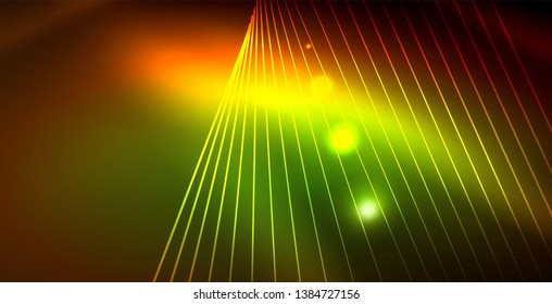 Luces de neón de color con ondas de fondo abstracto. Ilustración del vector