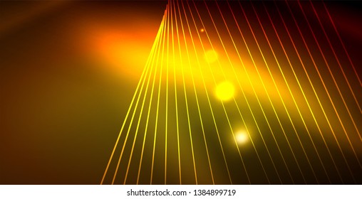 Farbneonleuchten mit Wellen abstrakter Hintergrund. Vektorgrafik