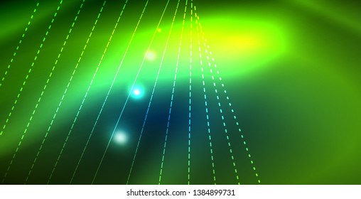 Luces de neón de color con ondas de fondo abstracto. Ilustración del vector