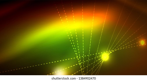 Color neon lights with waves abstract background. Vector illustration