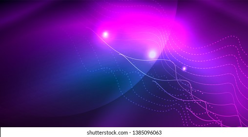 Farbneonleuchten mit Wellen abstrakter Hintergrund. Vektorgrafik
