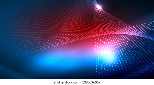 Color neon lights with waves abstract background. Vector illustration