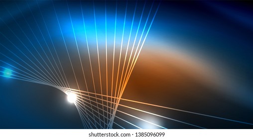 Color neon lights with waves abstract background. Vector illustration