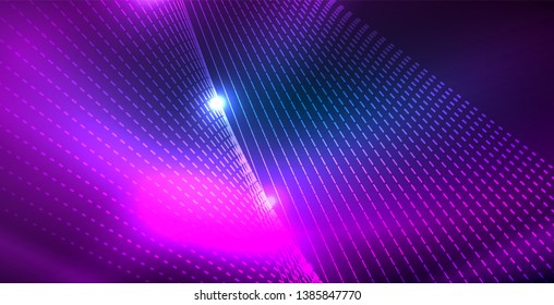 Color neon lights with waves abstract background. Vector illustration
