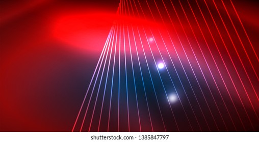 Color neon lights with waves abstract background. Vector illustration