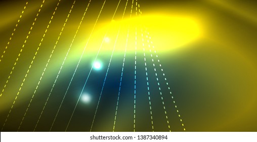 Color neon lights with waves abstract background. Vector illustration