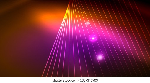 Color neon lights with waves abstract background. Vector illustration