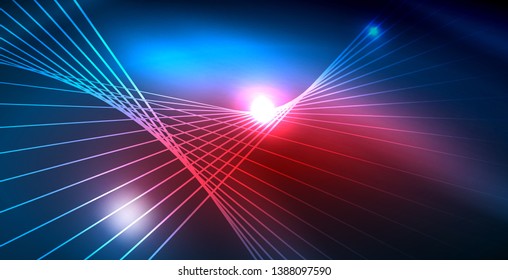 Color neon lights with waves abstract background. Vector illustration