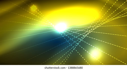 Luces de neón de color con ondas de fondo abstracto. Ilustración del vector