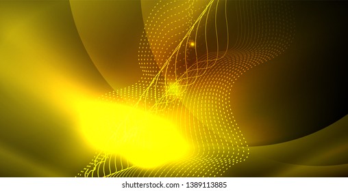 Farbneonleuchten mit Wellen abstrakter Hintergrund. Vektorgrafik