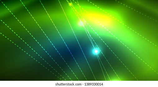 Color neon lights with waves abstract background. Vector illustration