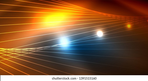 Color neon lights with waves abstract background. Vector illustration