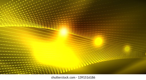 Color neon lights with waves abstract background. Vector illustration
