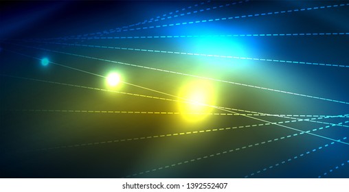 Farbneonleuchten mit Wellen abstrakter Hintergrund. Vektorgrafik