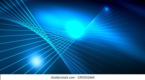 Luces de neón de color con ondas de fondo abstracto. Ilustración del vector