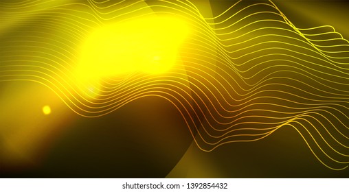 Farbneonleuchten mit Wellen abstrakter Hintergrund. Vektorgrafik