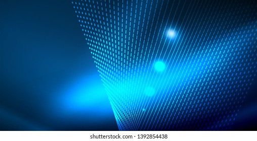 Color neon lights with waves abstract background. Vector illustration