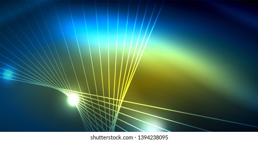 Color neon lights with waves abstract background. Vector illustration