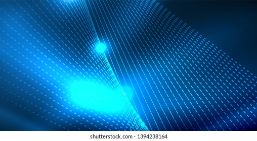 Color neon lights with waves abstract background. Vector illustration