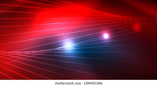Luzes de néon coloridas com fundo abstrato de ondas. Ilustração vetorial