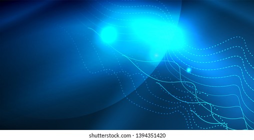 Luces de neón de color con ondas de fondo abstracto. Ilustración del vector