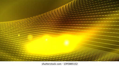 Color neon lights with waves abstract background. Vector illustration