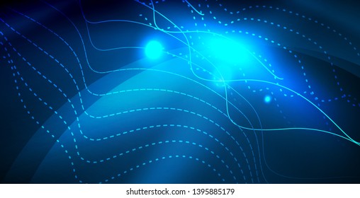 Color neon lights with waves abstract background. Vector illustration