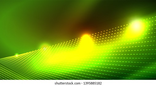 Color neon lights with waves abstract background. Vector illustration