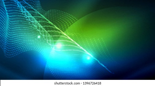 Color neon lights with waves abstract background. Vector illustration